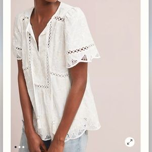 FeatherBone by Anthropologie Alder peasant top in white/cream size 0